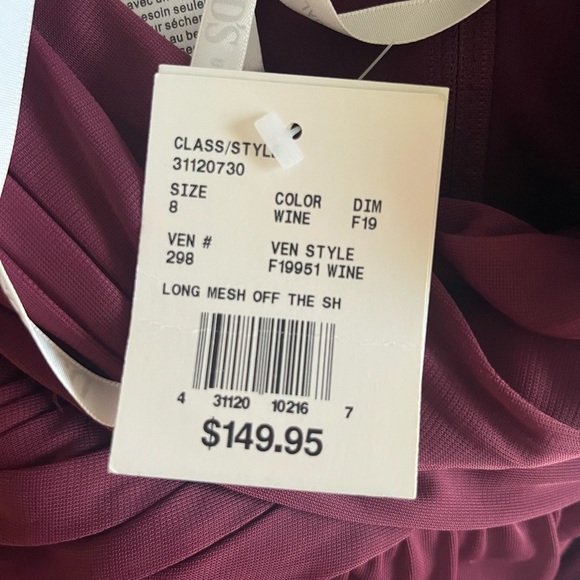 Brand New David’s Bridal Off the Shoulder Dress - Wine/Size 8 - Picture 5 of 7